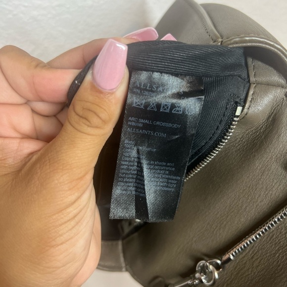 All Saints Arc Small Crossbody Purse in Mink Grey - Picture 10 of 14